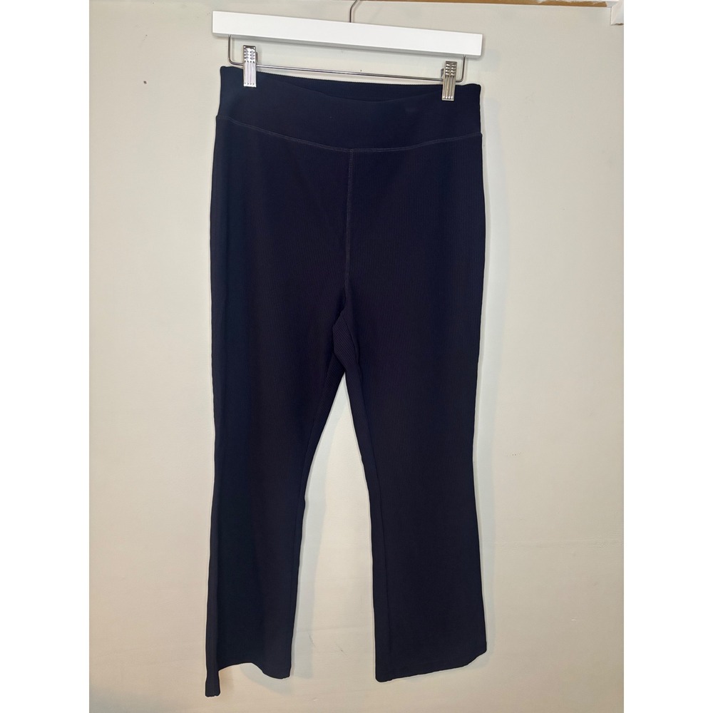 T by Talbots Flare Leg Ribbed Knit Yoga Pants Navy Blue Medium